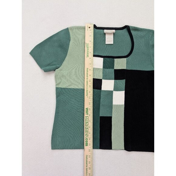 Designers Originals Women's Sweater Size L Green Colorblock Short Sleeve - Picture 8 of 11